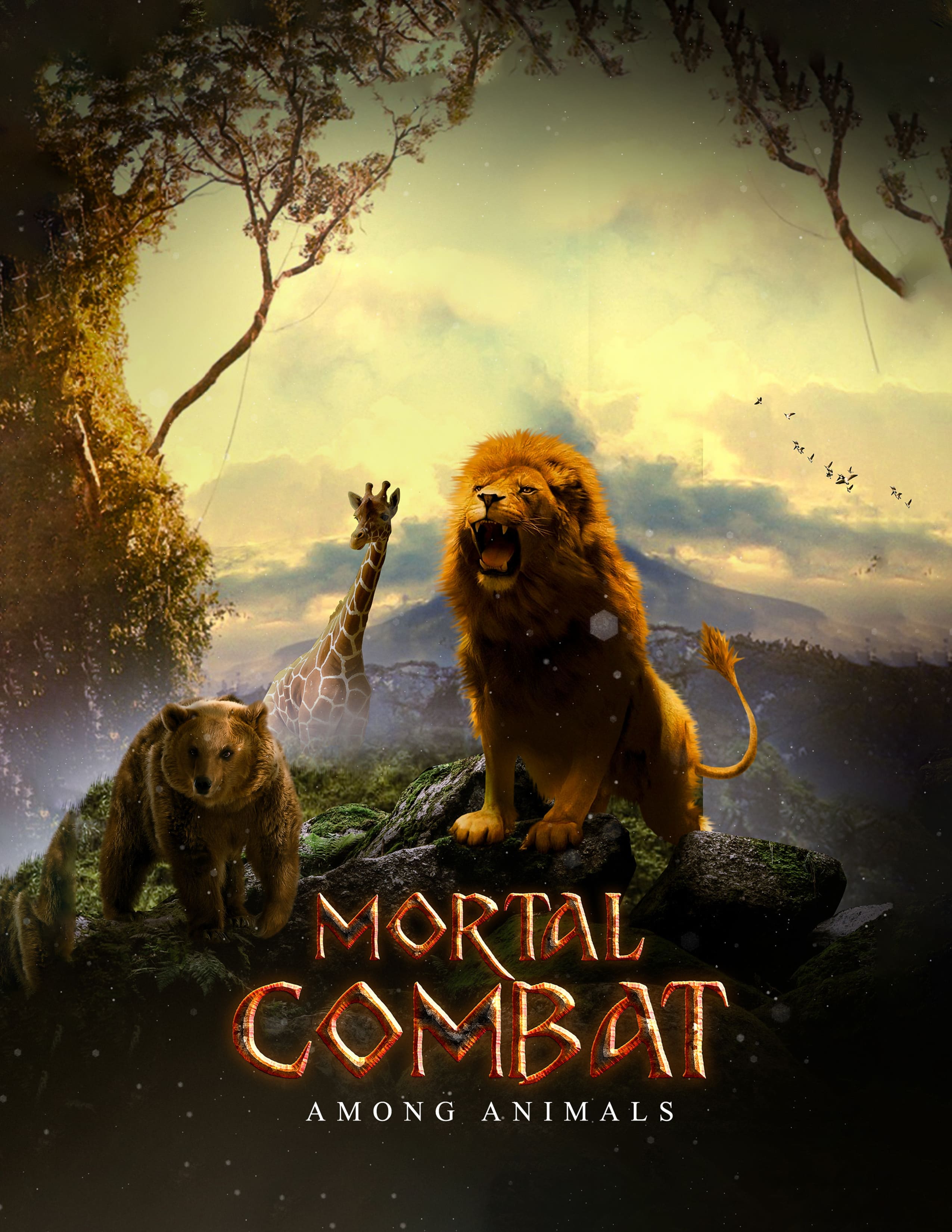 Poster for Mortal Combat: Animals fiercely battle in an epic showdown, showcasing their strength and determination.